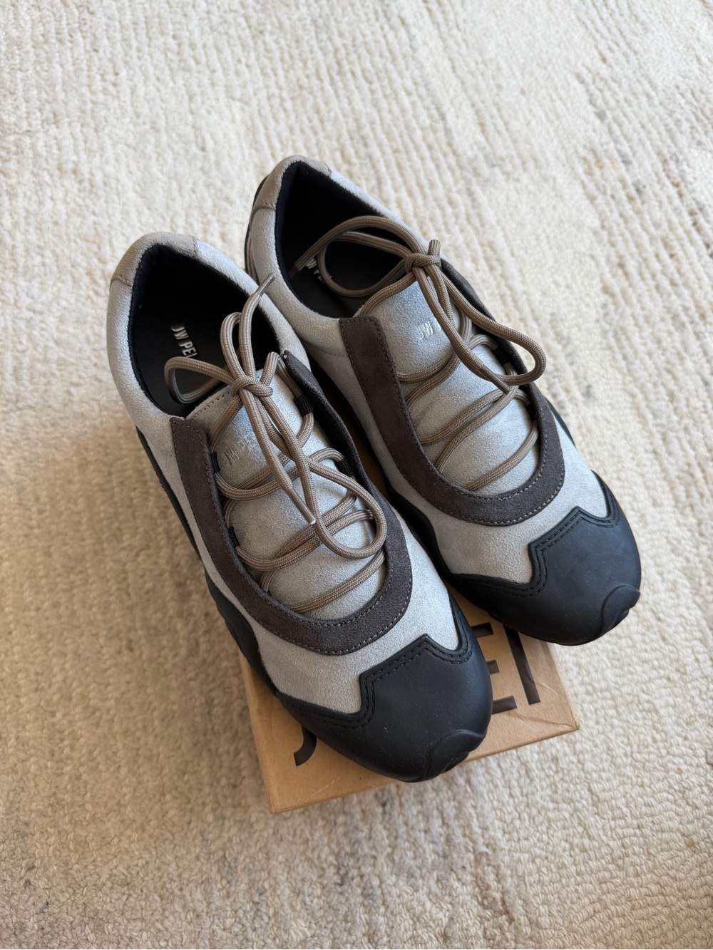 Womens Gray and Black Casual Lace-Up Sneakers